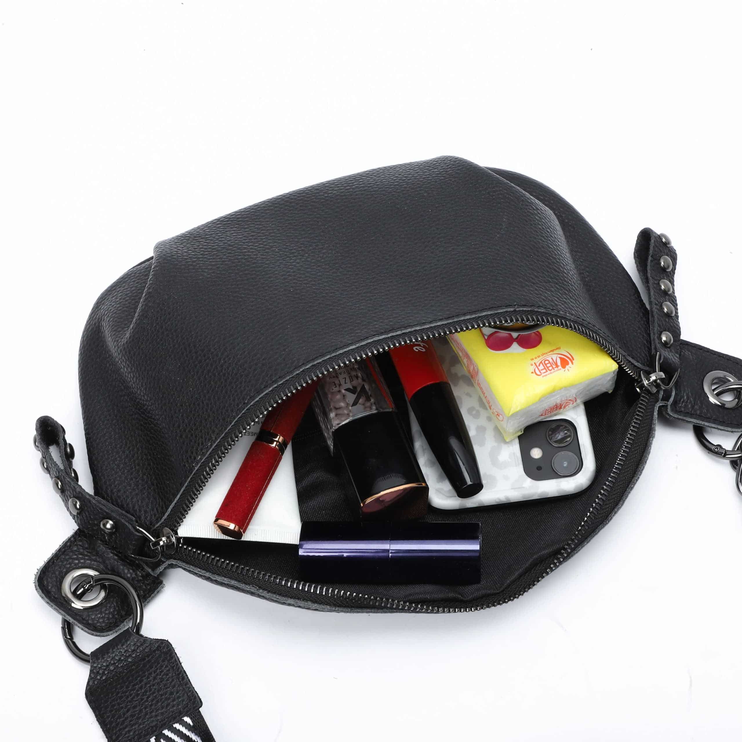 Riñonera de piel para mujer de alta gama vista interior