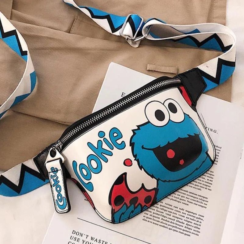 riñonera de piel para mujer diseño dibujos animados Elmo Cookie