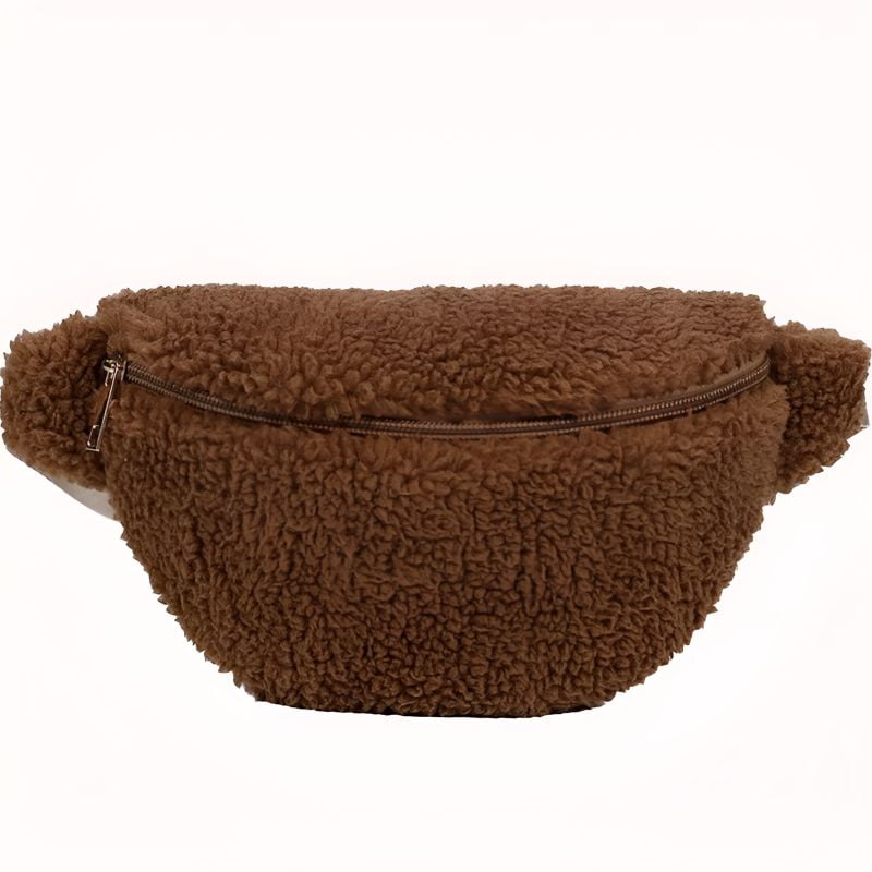 riñonera de bouclé marrón vista frontal