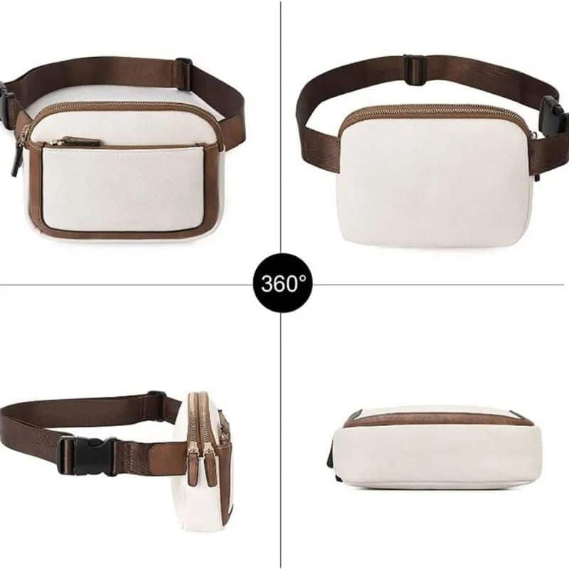 riñonera de piel beige vista 360