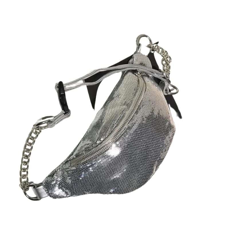 riñonera de piel con lentejuelas diseño