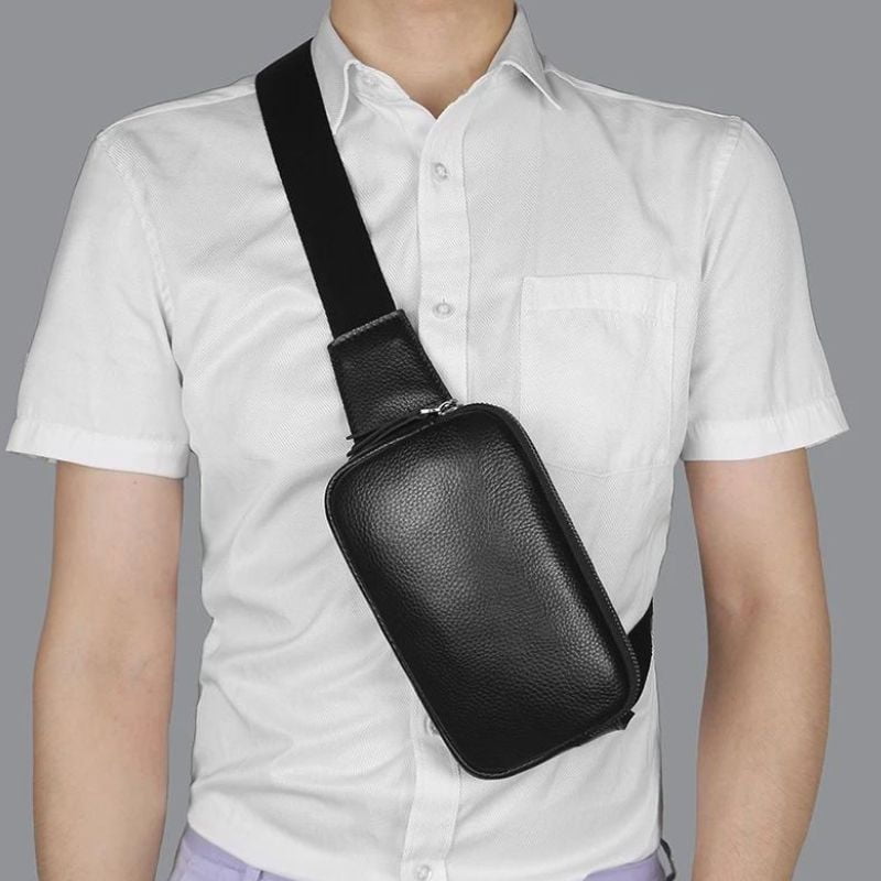 riñonera pequeña de piel para hombre