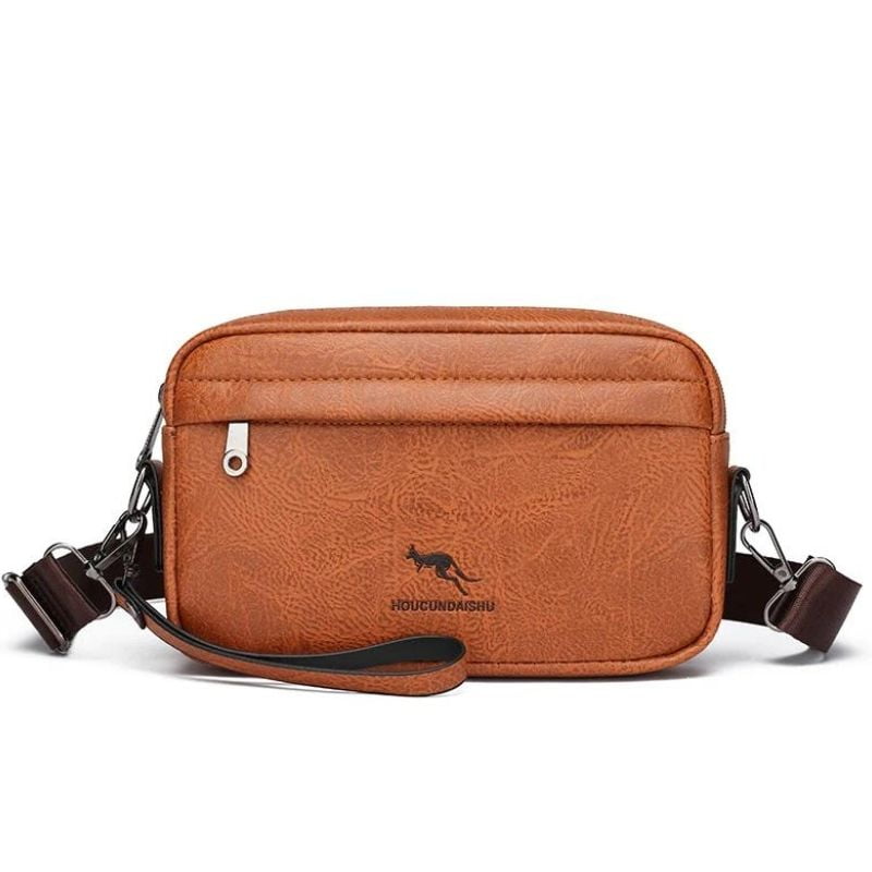 Riñonera bandolera de piel para hombre