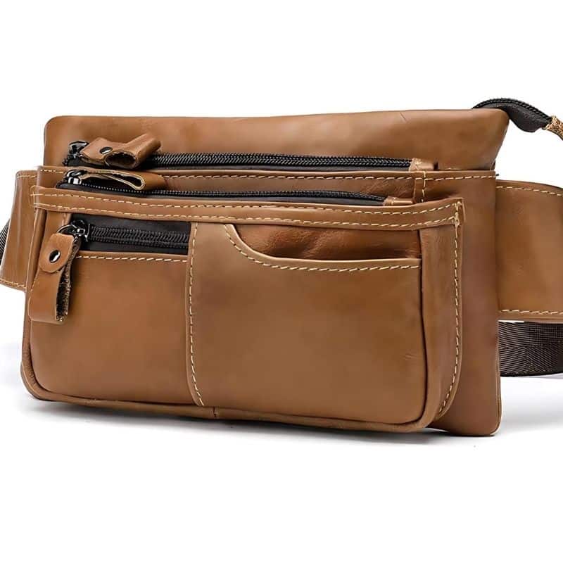 Riñonera de piel tipo cinturón para hombre bonita