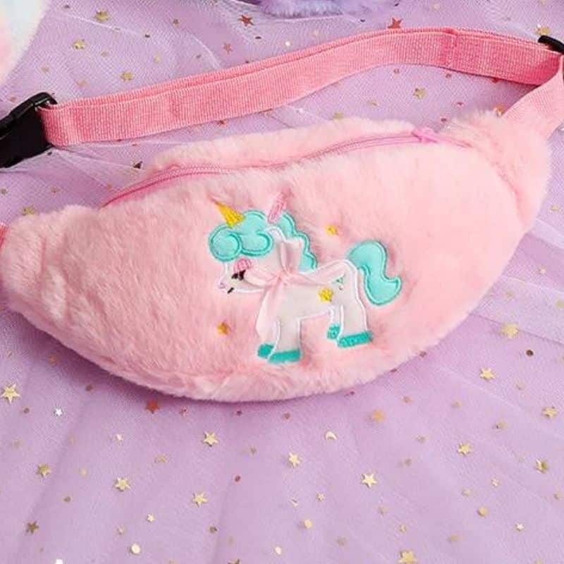 Riñonera rosa con pelo para niña calidad