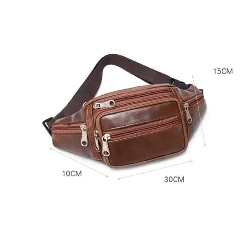 riñonera de piel marrón para hombre diseño