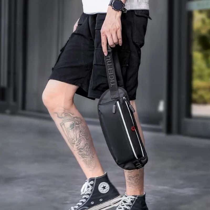 Riñonera para hombre con tres bolsillos de nailon estética