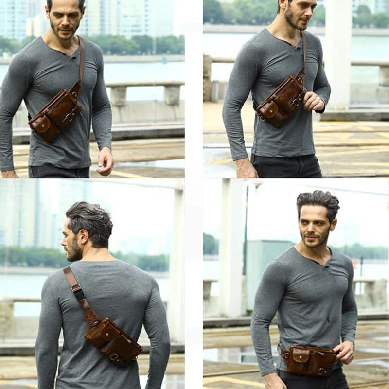 riñonera vintage para hombre coffee