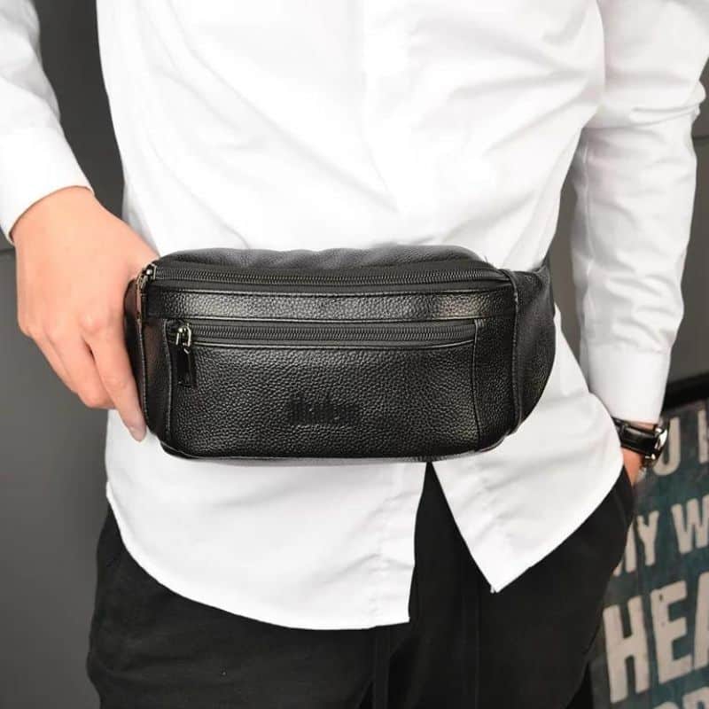 riñonera de piel moderna para hombre estética 